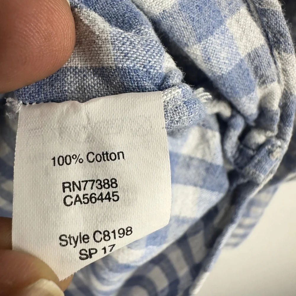 J. Crew Shirt Mens L Blue White‎ Homespun Gingham Plaid Button Preppy Casual
